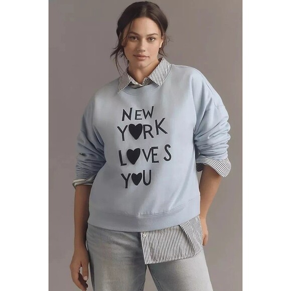 Maeve Rebecca Mayfield x Anthropologie Graphic Sweatshirt Top 1X PS NEW 276515 - Picture 2 of 11